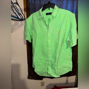 Mens Ralph Lauren neon green button up classic for